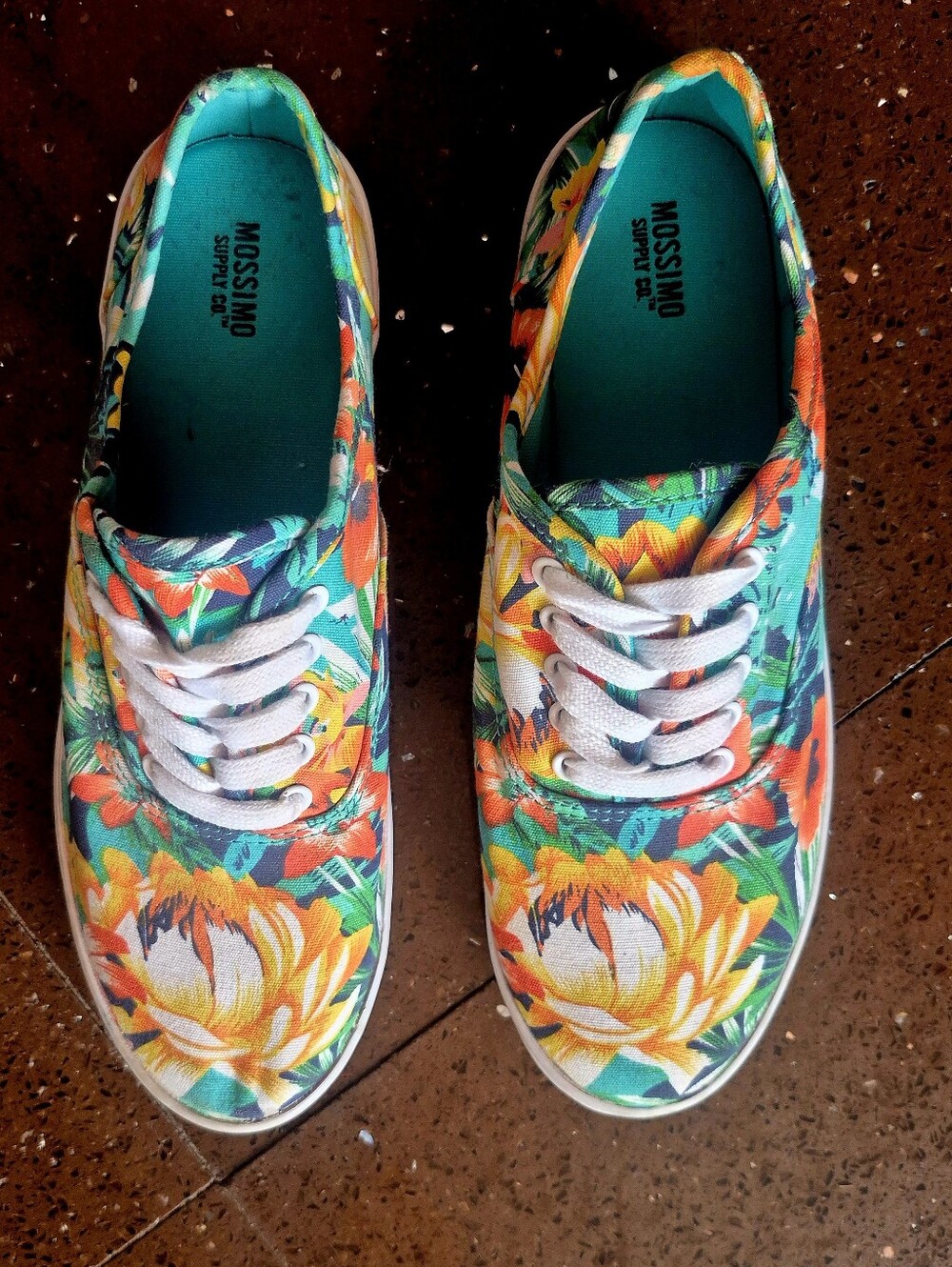 Mossimo Supply Co. Floral Canvas Lace-Up Sneakers - Teal/Orange/Yellow